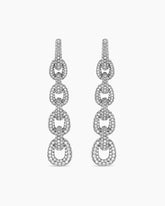 Pavé Link Chain Drop Earrings in White Gold with Diamonds